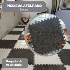 GENERICO - PISOS DE GOMA EVA AFELPADO NEGRO PARA JUEGOS - 10 PIEZAS