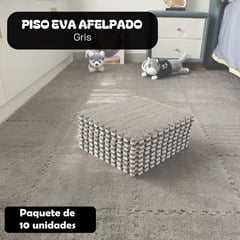 GENERICO - PISOS DE GOMA EVA AFELPADO PLOMO PARA JUEGOS - 10 PIEZAS