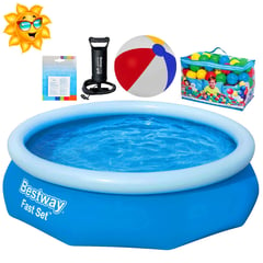 BESTWAY - Combo Piscina Inflable 305x76 100Pelotas Inflador Diversión