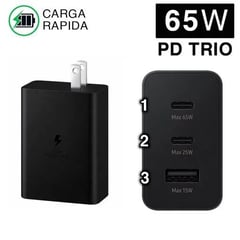 GENERICO - Cargador para Samsung Trio 65w - 100w PD Adapter triple15w NUEVO-CAJA