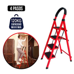 BUYPAL - Escalera Tijera Acero Plegable 4 Pasos Escalones Multifuncional