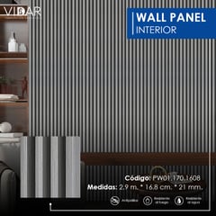 VIDAR - WALL PANEL WPC INTERIOR STRIPED GRAY VENTA POR UNIDAD