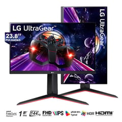 LG - Monitor 144 Hz Gamer UltraGear 24" Full HD IPS 1 ms 24GN65R-B