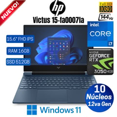 HP - Laptop Gamer Victus 15-FA0007LA 15.6” FHD, Core i7 12650H, Ram 16GB, SSD 512GB, Rtx 3050, Win 11