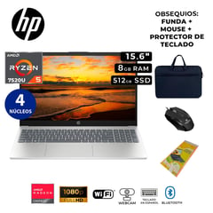 LAPTOP 15-FC0009LA AMD RYZEN 5 7520U 8GB RAM LPDDDR5 512GB SSD FREEDOS PANTALLA 15.6 PULGADAS FHD