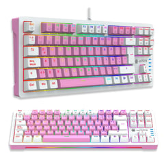 ANTRYX - TECLADO MECANICO TKL CHROME STORM MK840 PINK RED SWITCH LUZ RGB