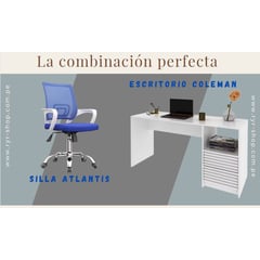 MOBELART - Pack möbelArt Escritorio Coleman Blanco y Silla Atlantis Azul