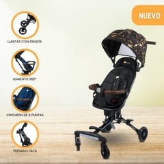 EBABY - Coche Plegable Giratorio 360º «EASY TRAVEL» Graffiti Gold