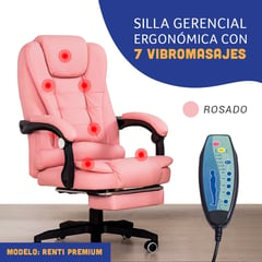 GENERICO - Silla Ergonómica Gerencial reclinable - 7 Masajes palorosa rosado