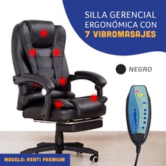 GENERICO - Silla Ergonómica Gerencial reclinable- 7 Masajes color negro