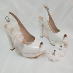 GENERICO - Zapatos de novia marca Gardenia Cueros , color ivory tacón 11