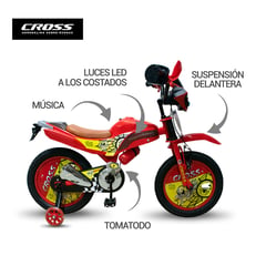 CROSSBIKE - Bicicleta Aro 16 XZ006 Roja