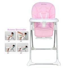 BABY KITS - Silla de Comer ELEGANT Regulable Reclinable y Plegable Rosa