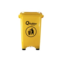 QRUBBER - Tacho de plástico HDPE 50 litros amarillo con pedal