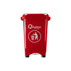 QRUBBER - Tacho de plástico (HDPE) 50 litros rojo con pedal