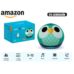 AMAZON - Echo Dot Kids Buho 5ta Gen con Asistente de Voz Smart Alexa