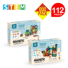 STM - Bloques magnéticos didáctico STEM 43p+69p DÚO PACK 112piezas