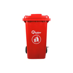 QRUBBER - Tacho de plástico (HDPE) 240 litros rojo con pedal