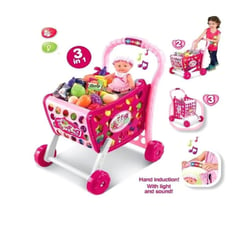 XION CHENG - Juguete 3 en 1 Coche de Compras Musical con Accesorios