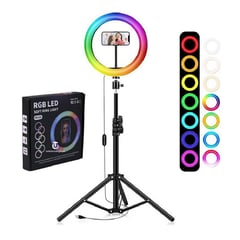 GENERICO - Aro luz led 26 cm rgb colores + trípode 2.10 metros