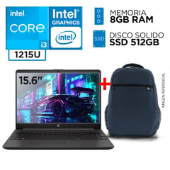 HP - Laptop Intel Core i3 1215U 8GB 512GB 250 G9 12° Gen 15.6 Pulgadas + MOCHILA GRATIS