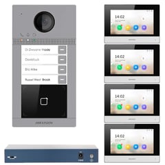 HIKVISION - KIT VIDEO PORTERO IP MÓDULO LECTOR 4 DEPARTAMENTOS 1080P APP
