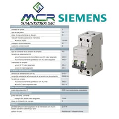 SIEMENS - INTERRUPTOR TERMOMAGNETICO 2X20 A 415V 2P 20A INDUSTRIAL