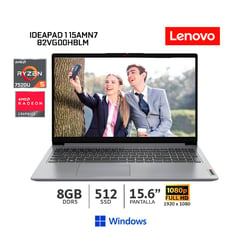 LENOVO - Laptop IdeaPad 1 15AMN7 AMD Ryzen 5 7520U/ 8Gb Ram/ 512Gb SSD/ 15.6” FHD TN/ Wind/ 82VG00HBLM