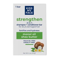 KISS MY FACE - Shampoo 2 en 1 en barra para cabello seco o dañado - Strengthen