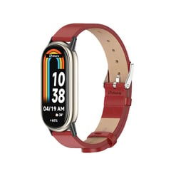 GENERICO - Correa de Cuero Compatible con Xiaomi Mi Band 8 Rojo