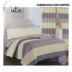 GOLDSUN - CUBRECAMA CON CORTINA DE 2 PLAZAS