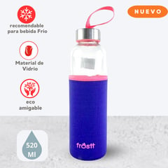 FROST - Botella Hidratante de Vidrio con Funda t Morado 520 ml