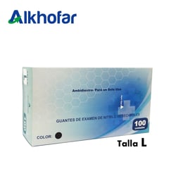 ALKHOFAR - Guantes de nitrilo talla L 100 unidades negro ALKHOFAR