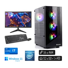 INTEL - Computadora PC Core™ i7 16GB Ram DDR4 SSD 512GB HDD 1TB Led 22