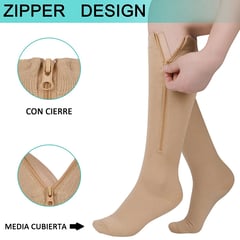 GENERICO - Medias de Compresión Talla L-XL - Con cierre reforzado - Beige M002