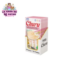 INABA - Churu Snack Húmedo de Atún con Salmón para Gatos Pack x6