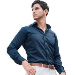 BARBADENS - Camisa de Vestir Algodón Stretch Slim Fit Hombre