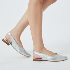 WHITE - Slingback Loli de cuero Silver