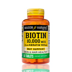 MASON NATURAL - Biotina Mason 10000 Mcg Plus Keratin 100mg 60 Tabletas