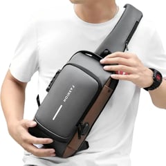 GENERICO - Pechera Morral Hombre Antirrobo Usb Impermeable Bandolera