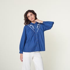 EXIT - Blusa Jade Azul Mujer