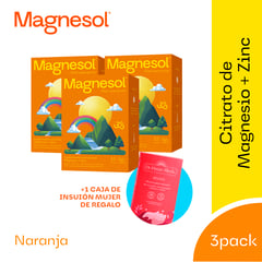 MAGNESOL - Pack 3 Cajas Efervescente Naranja - Magnesio + Zinc