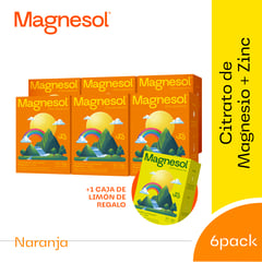 MAGNESOL - Pack 6 Cajas Efervescente Naranja - Magnesio + Zinc