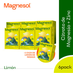 MAGNESOL - Pack 6 Cajas Efervescente Limón - Magnesio + Zinc