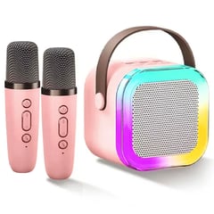 TOUMI - 3 IN 1 LED charging BT karaoke speaker y 2 microphones-Rosa