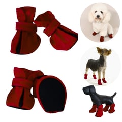 GENERICO - ZAPATOS IMPERMEABLES PARA PERROS Y MASCOTAS GRANATE-M