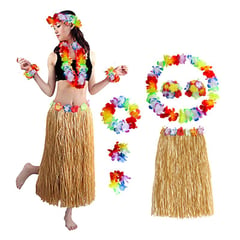 GENERICO - Falda Hawaiano Luau 5 Productos Adulto