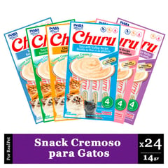 CHURU - Pack Snack Cremoso Gato Varios Sabores 24 x 14 gr