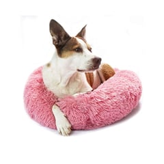 GENERICO - Cama para Perros y Gatos Donut Peluche Talla M Fucsia