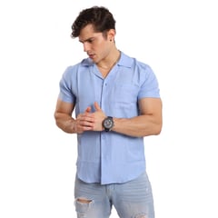 TROPIKL - Camisa Smart Casual Hombre SkyBlue Line Slim Fit